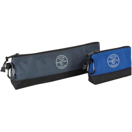 Klein Tools 55559 - Bolsa de Herramientas con Cierre de pie, con mosquetones, Bolsas de Utilidad Azul y Gris de 14 Pulgadas con