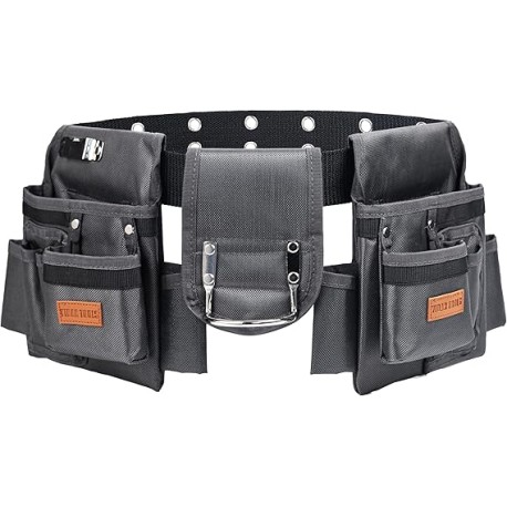 VIDAR TOOLS - Cinturón de herramientas de 12 bolsillos para hombres, carpintero/construcción, bricolaje y electricista. Fibra d