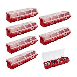 6 contenedores de almacenamiento de tornillos con tapas, caja organizadora de herramientas apilables de plástico para clavos de