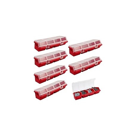 6 contenedores de almacenamiento de tornillos con tapas, caja organizadora de herramientas apilables de plástico para clavos de