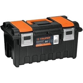 Caja de plástico 22 'c/compartimentos broche metálico naranja