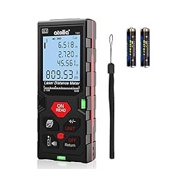 ATOLLA Telémetro Láser 60m Medidor Láser de Distancia Pantalla Retroiluminada LCD con Función de Almacenamiento de Datos M / In