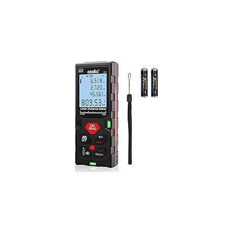 ATOLLA Telémetro Láser 60m Medidor Láser de Distancia Pantalla Retroiluminada LCD con Función de Almacenamiento de Datos M / In