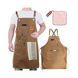 Delantal de pintura Delantal de cocina Delantal de carpintero Delantal de bar Unisex Tirantes ajustables y gran bolsillo Delant