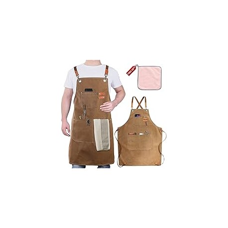 Delantal de pintura Delantal de cocina Delantal de carpintero Delantal de bar Unisex Tirantes ajustables y gran bolsillo Delant