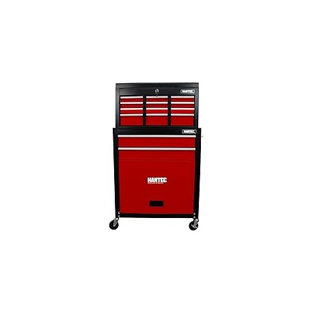 Hantec Combo Caja de Herramientas y Estante Móvil 9 Cajones fabricando en Metal Color Rojo
