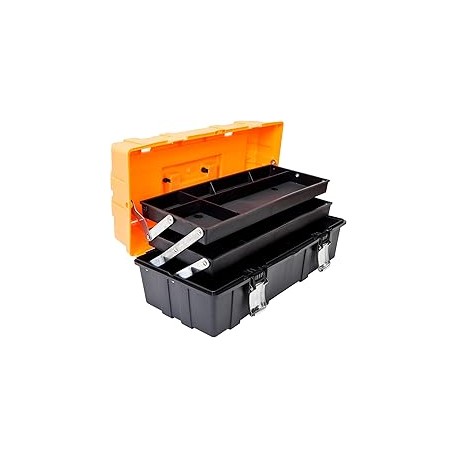 Torin ATRJH-3430T - Caja de herramientas portátil de almacenamiento multifunción de 3 niveles, color negro y naranja