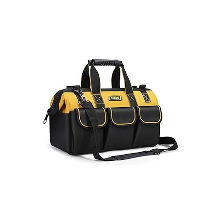 Bolsa De Herramientas, Boca Ancha de 18 pulgadas, Bolsa De herramientas Con Correa Ajustable Para El Hombro, Organizador De Bol