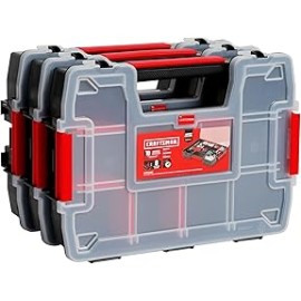 CRAFTSMAN Organizador de almacenamiento, organizador de piezas pequeñas, paquetes de 3 con 10 compartimentos, tapa incluye cier