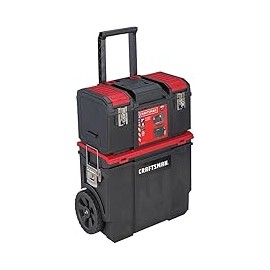 CRAFTSMAN - 48.2 centímetros. Caja de herramientas rodante 3 en 1 con ruedas, roja, de plástico, con cerradura (CMST18614).
