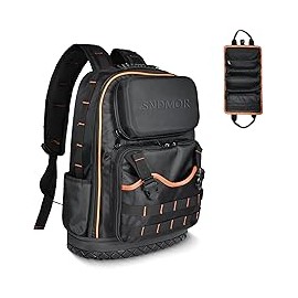 SNDMOR Mochila Portaherramientas, 53 Bolsillos Mochila Electricista, Mochila De Herramientas Con Fondo De Goma Reforzado Imperm