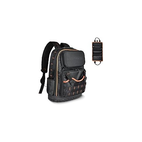 SNDMOR Mochila Portaherramientas, 53 Bolsillos Mochila Electricista, Mochila De Herramientas Con Fondo De Goma Reforzado Imperm