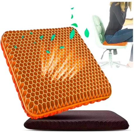 VMINGO Cojin Flexible Ortopedico Gel Transpirable Coxis Hemorroides Almohada Descanso Lumbar Naranja