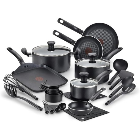 T-fal Initiative batería de cocina de 20 piezas con antiadherente Easy glide, Termo Señal y base difusora, compatibilidad con c