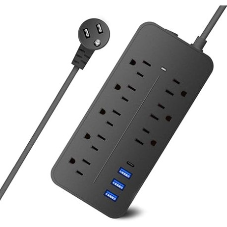 Regleta Multicontacto USB, EASYTAO Regleta de Alimentación, Enchufe/Conector Multiple, 1.2M Extension Electrica, Multicontacto 