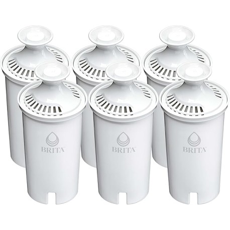 Brita Longlast Filtro de agua, filtros de repuesto de larga duración para jarras y dispensadores, Estándar, 6ct, 6ct, 1, 6