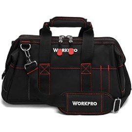 WORKPRO - Bolsa de almacenamiento de herramientas de boca ancha de 40,6 cm con base de goma a prueba de agua, W081022A, 16 pulg