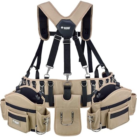 JACKSON PALMER Cinturón de herramientas profesional Comfort Rig con tirantes ajustables (bolsillos desmontables y 2 ganchos par