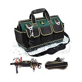 Bolsa Herramientas, 17 Pulgadas para Bolsa Herramientas Grande, Base de Goma A Prueba de Agua, con Correa de Hombro Ajustable (