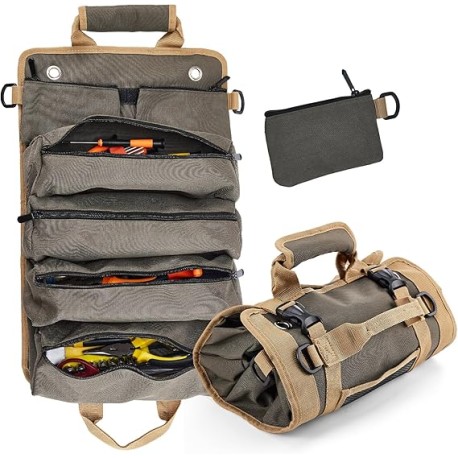 VAGALBOX Organizadores de herramientas Bolsa de herramientas pequeña con bolsas desmontables, enrollable, resistente, con 6 bol