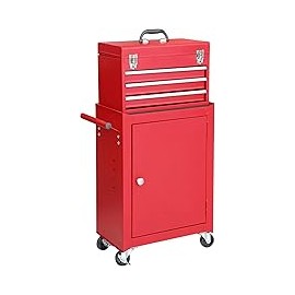 Torin GSTANDARD APTB202R Organizador de Herramientas de taller con Ruedas para cochera, 3 cajones Desmontables, con clóset de A