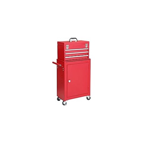 Torin GSTANDARD APTB202R Organizador de Herramientas de taller con Ruedas para cochera, 3 cajones Desmontables, con clóset de A