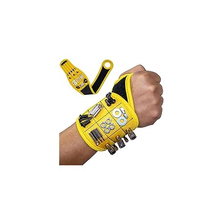Cinturón para Herramientas,Muñequera Magnética Ajustable con 9 Potentes Imanes Superfuertes,Pulsera Magnética para Herramientas