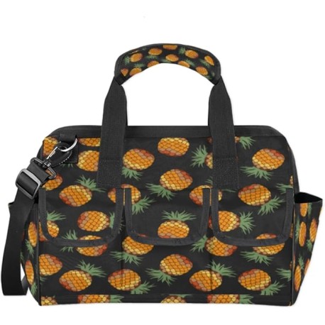 Lindo bolso de herramientas de piña para mujer, organizador de bolsas de herramientas con bolsillos para correa de hombro, dura