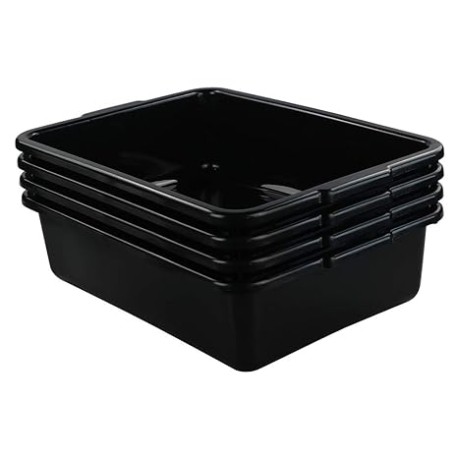 Teyyvn Caja de plástico para autobús de 13 L/Caja para servicios públicos, Caja para lavabo comercial, 4 unidades, Negro