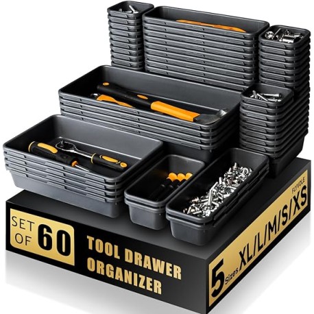 60 unidades actualizadas de FLYVOLE - Bandeja organizadora de caja de herramientas, caja de herramientas, caja de herramientas,