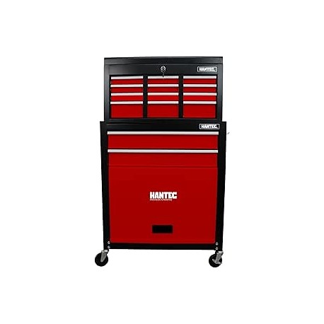 Hantec Combo Caja de Herramientas y Estante Móvil 9 Cajones fabricando en Metal Color Rojo