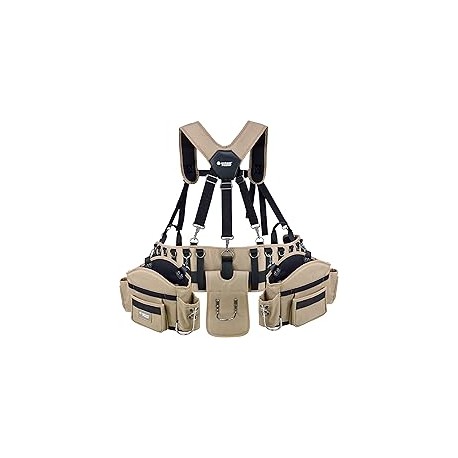 JACKSON PALMER Cinturón de herramientas profesional Comfort Rig con tirantes ajustables (bolsillos desmontables y 2 ganchos par