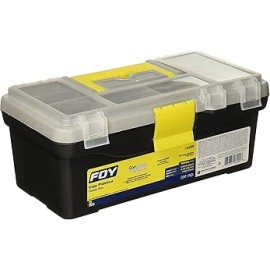 Foy 143200 Caja portaherramientas plástica con broches plásticos y organizador 12" x 6" x 5"