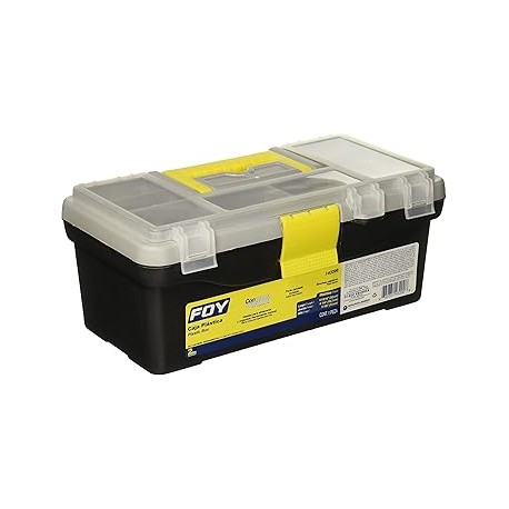 Foy 143200 Caja portaherramientas plástica con broches plásticos y organizador 12" x 6" x 5"