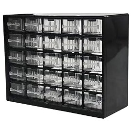 Organizador de almacenamiento de tornillos de piezas, herramientas pequeñas, Organizador con 25 gavetas ranuras para montarse e