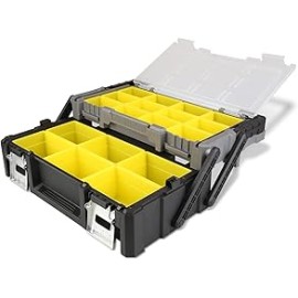 Olympia Tools - Caja de herramientas portátil de plástico de 18 pulgadas con compartimentos extraíbles, gran organización y alm