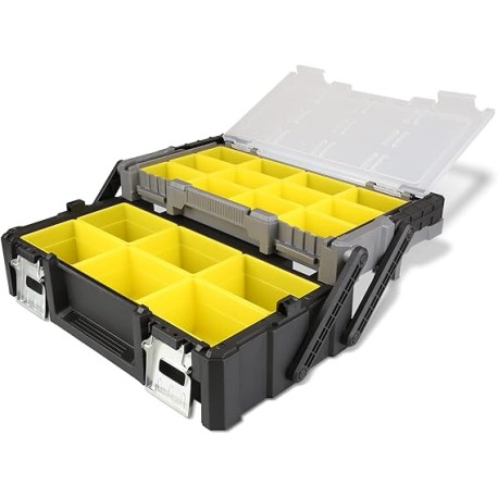 Olympia Tools - Caja de herramientas portátil de plástico de 18 pulgadas con compartimentos extraíbles, gran organización y alm