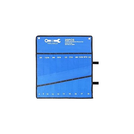 HELAKLS - Bolsa enrollable de 20 bolsillos para herramientas métricas y SAE para herramientas de lona resistente, color azul