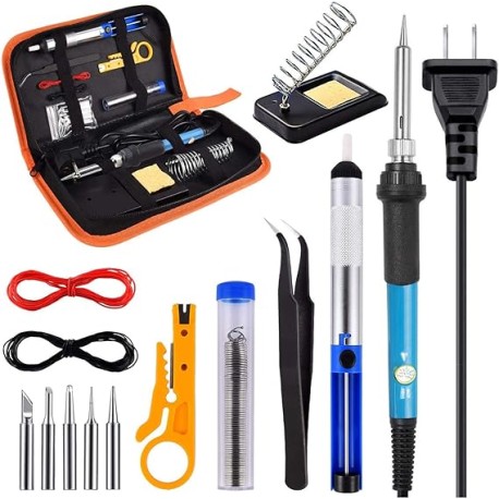 KAMYSEN Kit de soldadura de cautin electronica,60 W temperatura ajustable,soporte para soldador,Dispositivo de succión de estañ