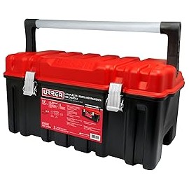 Urrea CPU20AR Caja portaherramientas plástica con broches metálicos, charola y tapa roja 21" x 11" x 10"