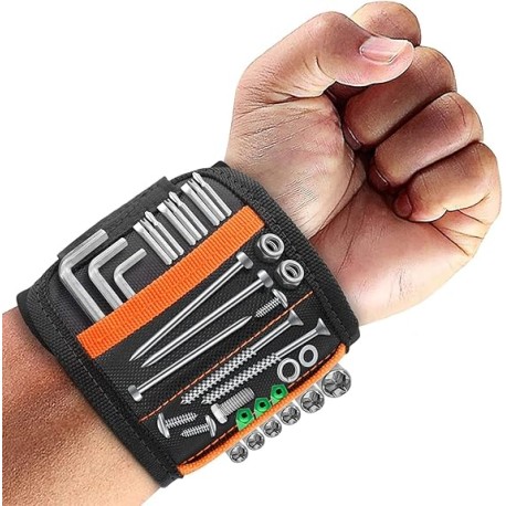 Cinturon para Herramientas con 20 Fuertes Imanes, Regalo del Día del Padre, Pulsera Magnética Ajustable Munequera para Herramie