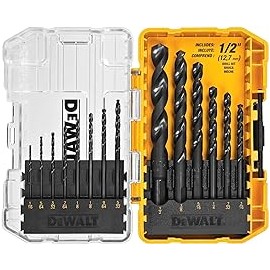 DEWALT DWA1184 Juego de 14 brocas helicoidales HSS con revestimiento de óxido negro