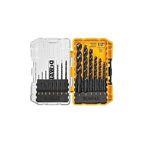DEWALT DWA1184 Juego de 14 brocas helicoidales HSS con revestimiento de óxido negro
