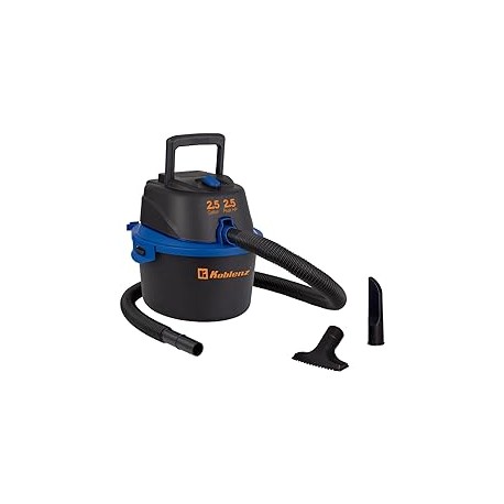 Koblenz WD-2.5 MA Aspiradora Seco Mojado 3 en 1 con Sistema de Expulsión de Aire, 2.5 Galones y Motor de 2.5 HP, Aspira Sólidos