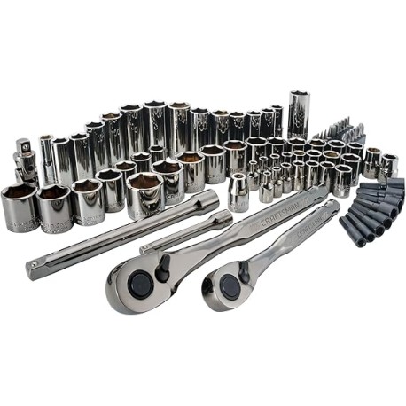 CRAFTSMAN - Juego de herramientas mecánicas de 1/4 pulgadas y 3/8 pulgadas, SAE/métrico, 81 piezas (CMMT82335L)