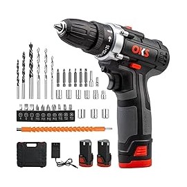 Taladro Electrico Inalambrico con 2 Modos de Trabajo Atornillado/Taladrado, 2 Baterías Recargables, Ajuste de Par de 25 + 2, pa