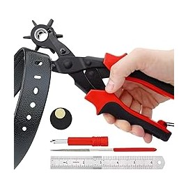 Perforadora de Cuero Pinza Sacabocado Estrella Ojilladora Cinturon Kit Alicate Giratorio Varios Tamaños Cinturon Tela Reloj