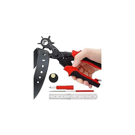 Perforadora de Cuero Pinza Sacabocado Estrella Ojilladora Cinturon Kit Alicate Giratorio Varios Tamaños Cinturon Tela Reloj