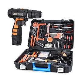 Inalambricos Taladro Eléctrico Con Kit De Herramientas 112 Piezas, Atornillado,Taladrado,Impacto, Adecuada para La Reconstrucci