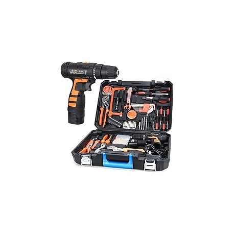 Inalambricos Taladro Eléctrico Con Kit De Herramientas 112 Piezas, Atornillado,Taladrado,Impacto, Adecuada para La Reconstrucci